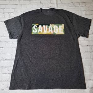 Savage Gray and Green Camo Distressed T-Shirt